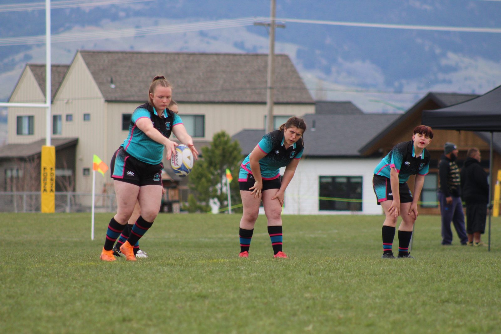Montana high school rugby players line up during a match